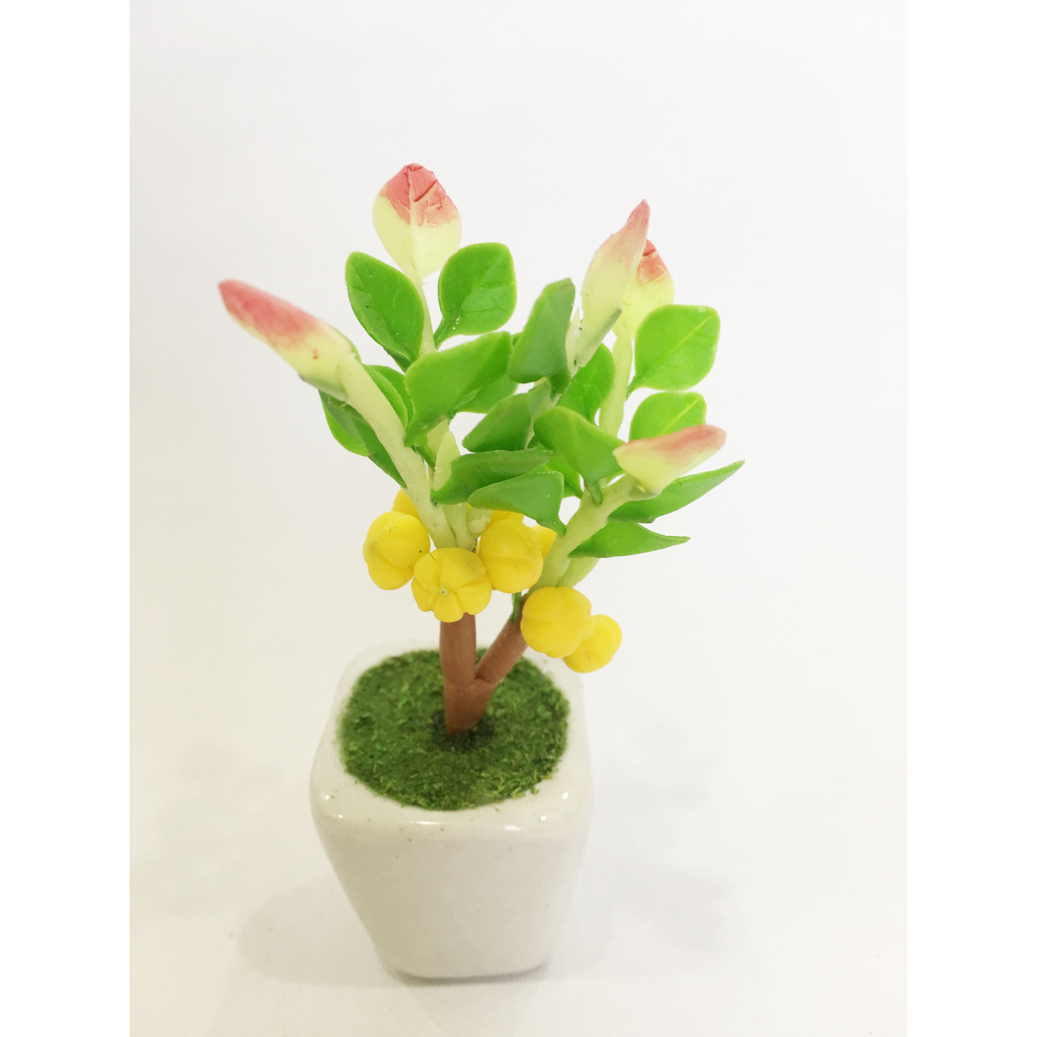 Chậu hoa đất sét mini - Cây chùm ruột  - Quà tặng trang trí handmade