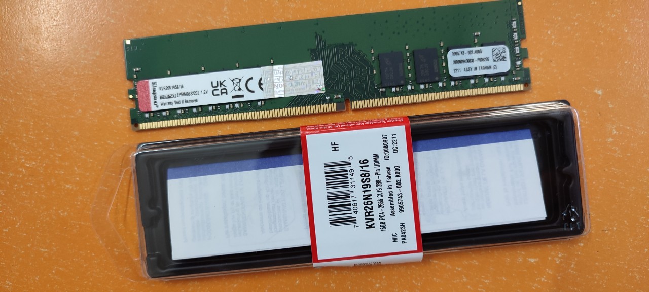 Bộ nhớ trong của máy vi tính KINGSTON 16G D4 - 2666U19 1RX8 UDIMM KVR26N19S8/16 - Hàng Chính Hãng