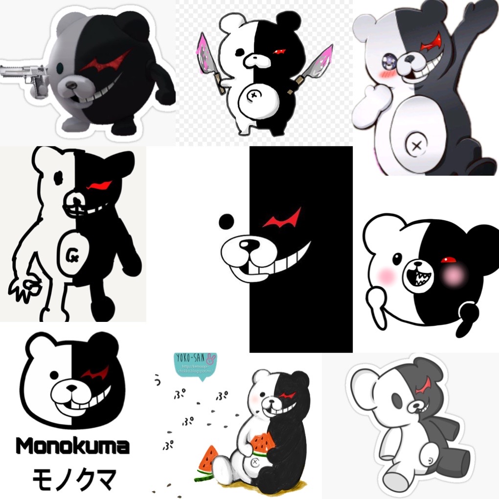 Sticker gấu Monokuma 30-60 ảnh khác nhau / hình dán Danganronpa monopuma