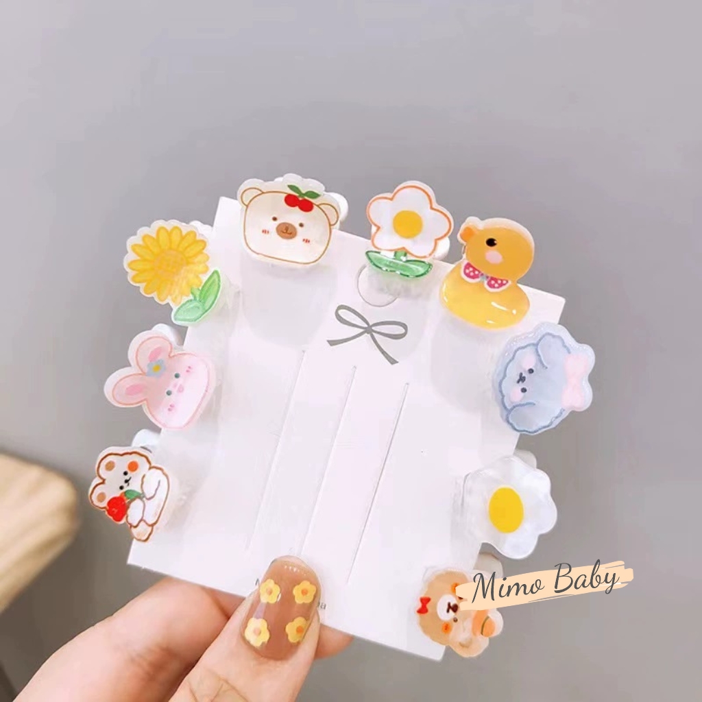 Set 3 kẹp tóc màu kẹo siêu đáng yêu cho bé gái KT39 Mimo Baby