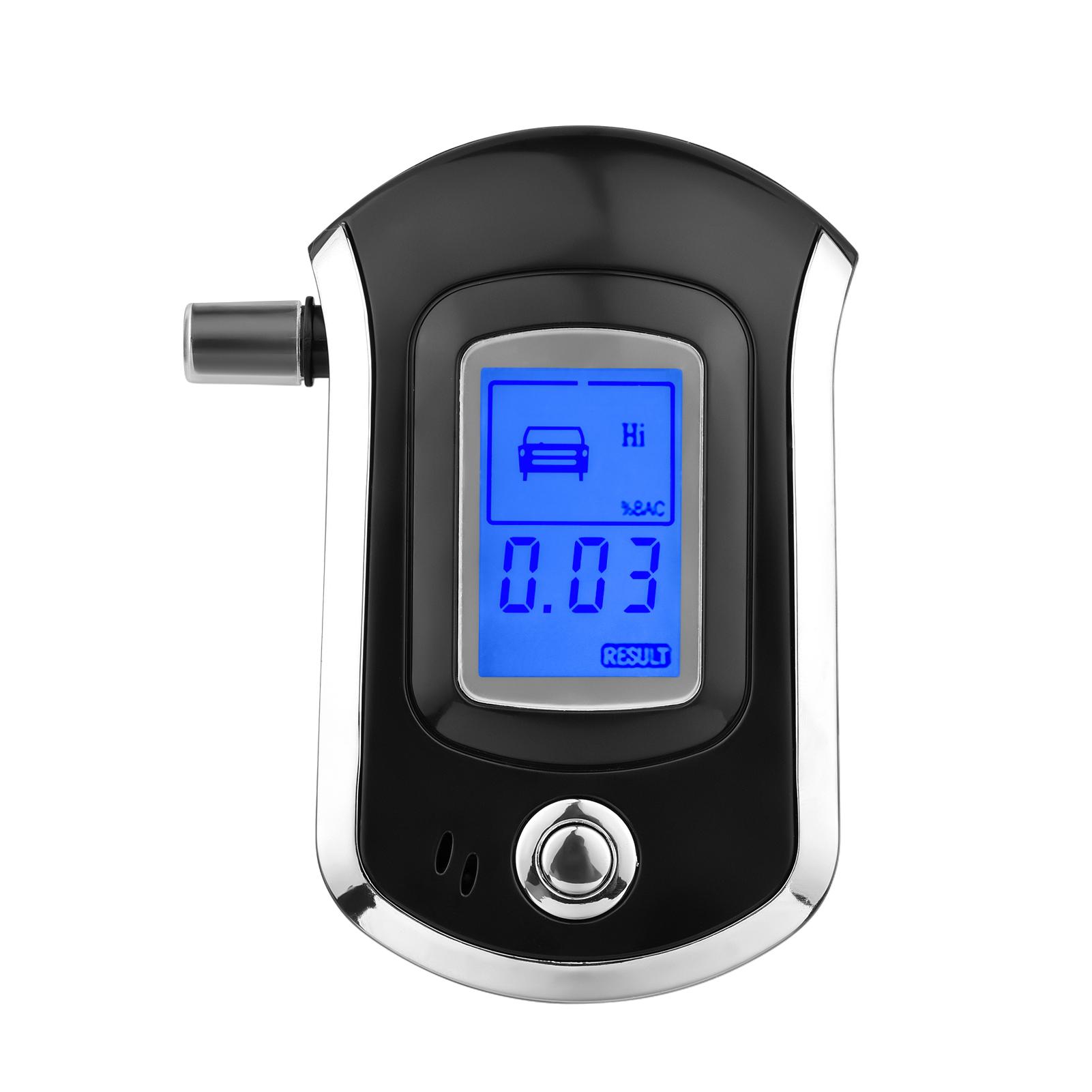 Portable Breathalyzer with 6 Mouthpieces Breath Alcohol Tester LCD Backlight Digital Accurate BAC Detector Analyzer with Audio Visual Alarm for Personal Use