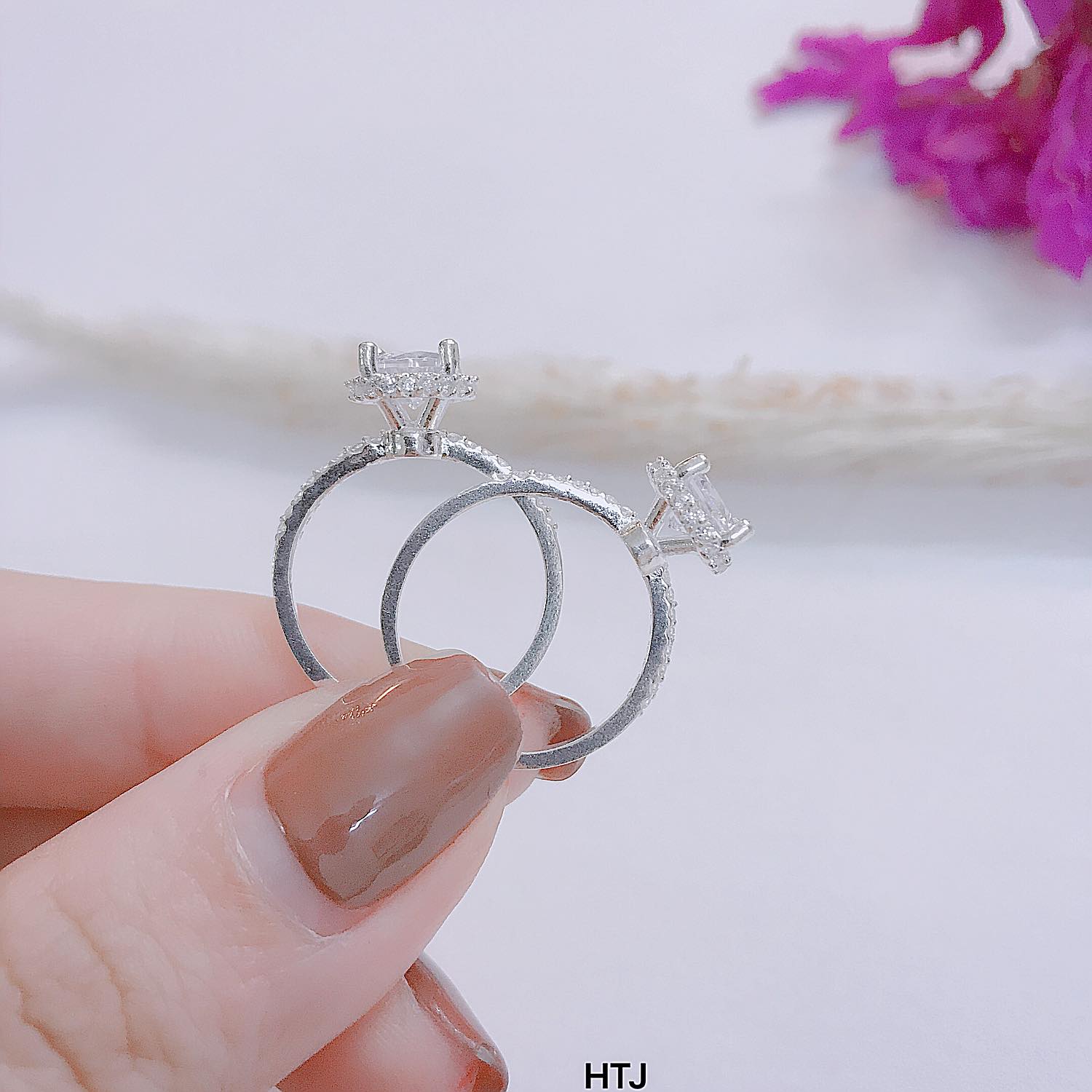 Nhẫn nữ mặt đá chất liệu bạc s925 MS57a