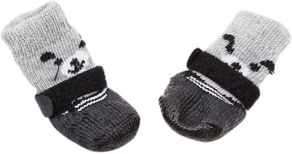 2 Đôi Bảo Vệ Chân, Giày Cho Chó Chống Thấm Nước, Ủng Bảo Vệ Cho Chó, Vớ Cho Chó Có Thể Điều Chỉnh Chống Trượt Bằng Bông Màu Đen,