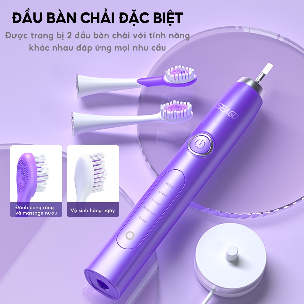 Bàn chải điện Sonic Seago SG-986 - Bảo hành 12 tháng - Hàng chính hãng