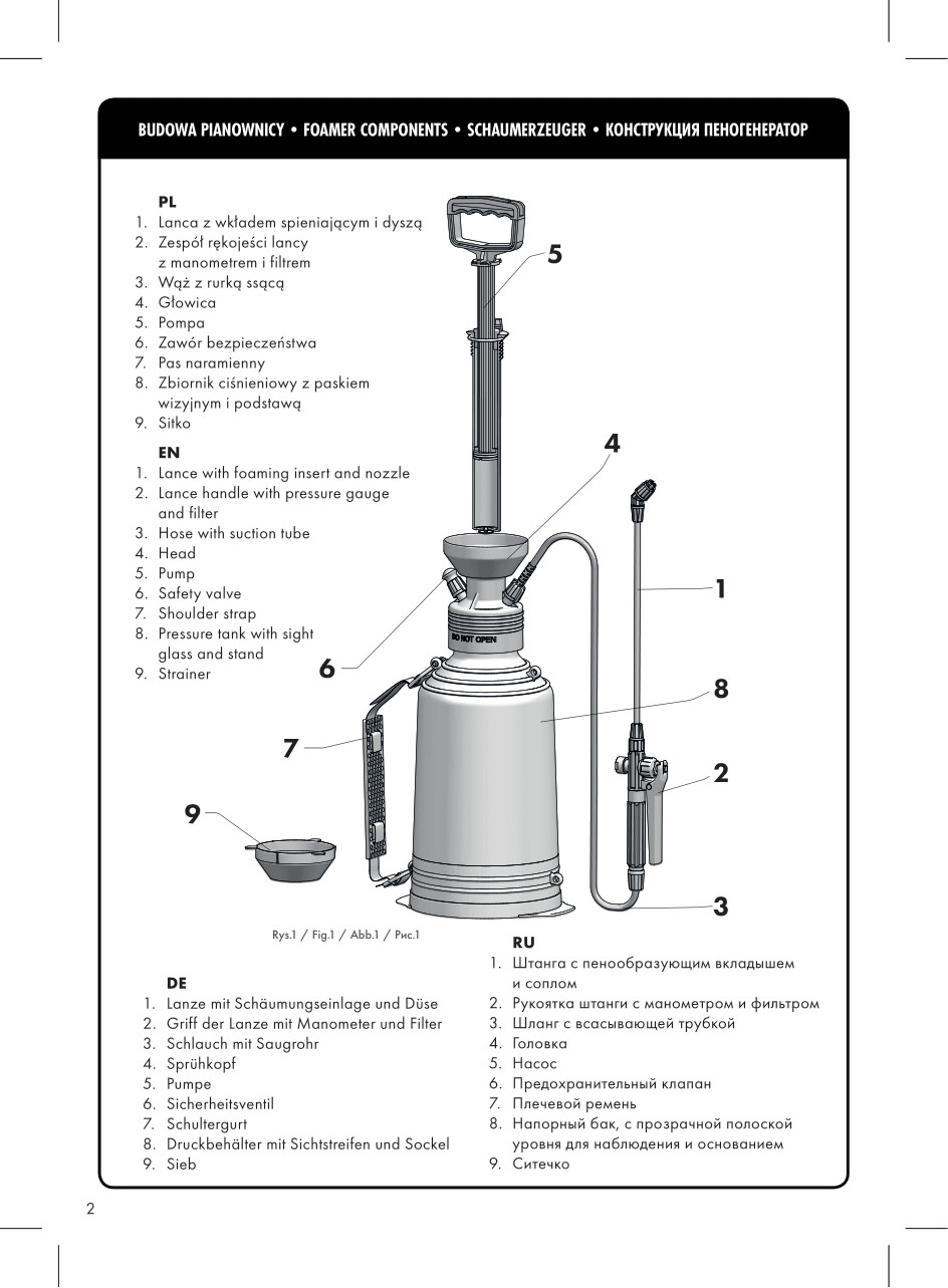 Bình Phun Tạo Bọt Xách Tay/đeo Vai - 6l đung Cho Dung Dịch Trung Tính Xuất Xứ Ba Lan - Hàng Chính Hãng