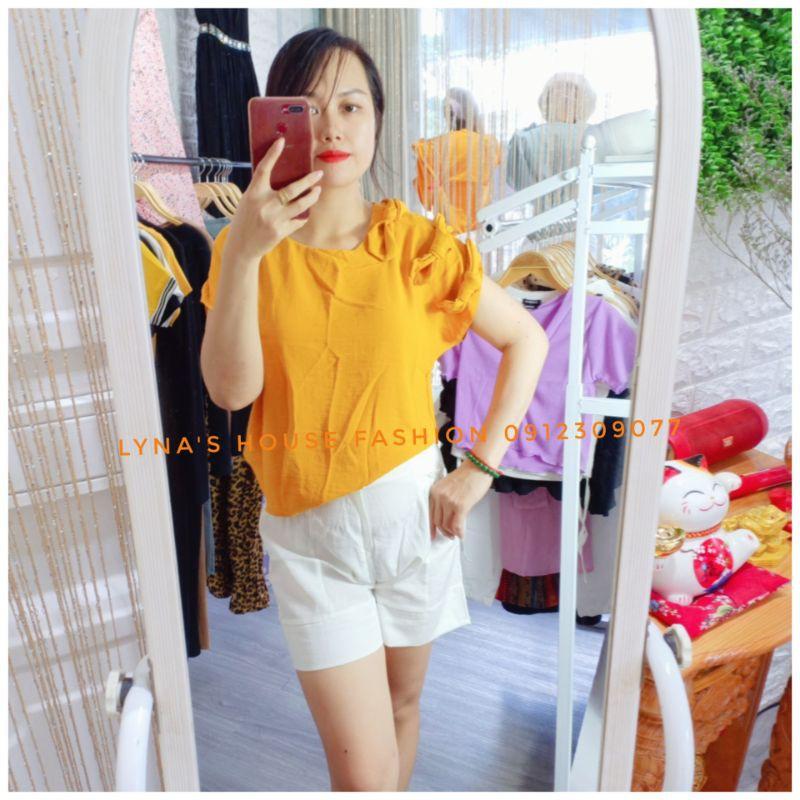 Set Bộ Áo Nơ Vai Quần Đùi Chất Đũi Mềm Đẹp LH105