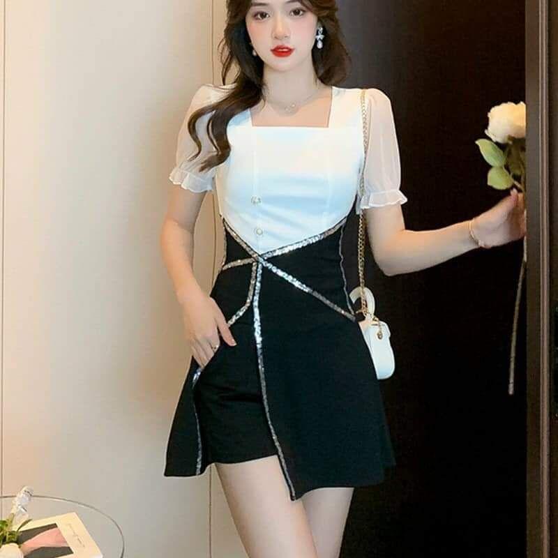 SÉT BỘ THUN CỔ VUÔNG PHỐI MÀU CAO CẤP