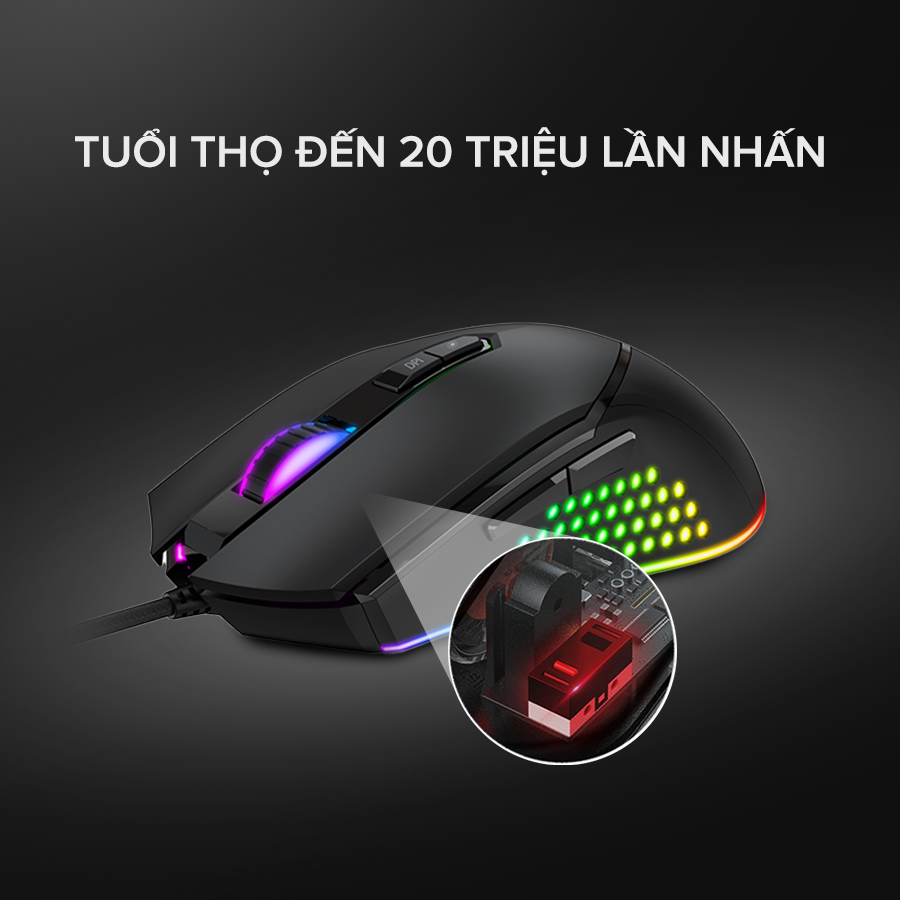 Chuột Gaming Có Dây HAVIT MS814 Thiết Kế Công Thái Học, Nhiều Chức Năng Tiện Dụng - Hàng Chính Hãng