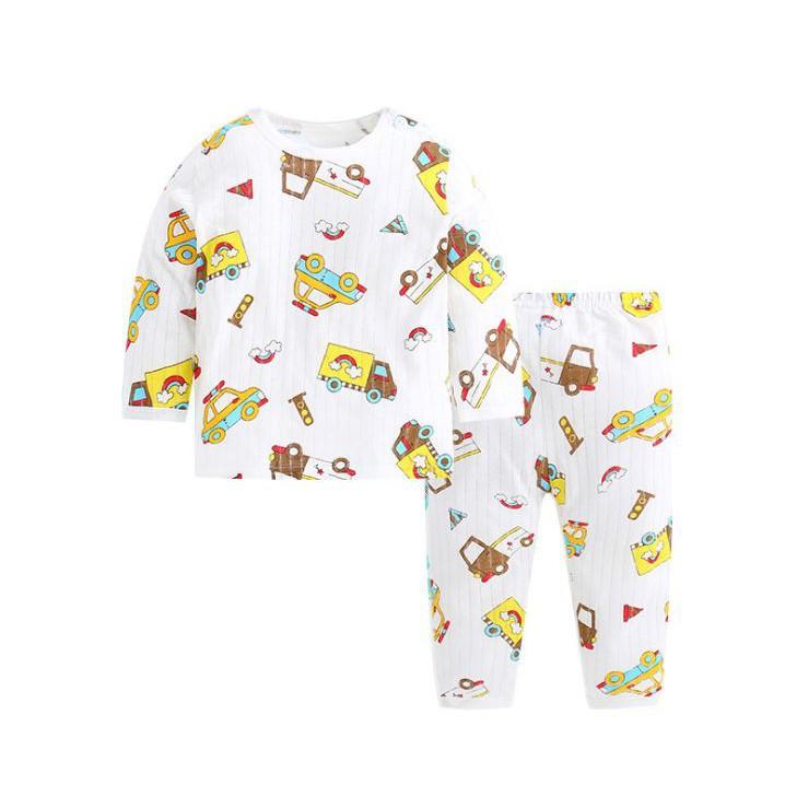 Bộ cotton giấy dài tay cài vai cho bé trai bé gái từ 5 đến 15kg