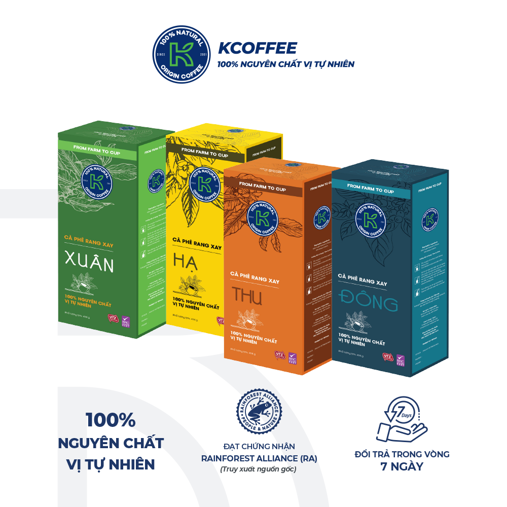 Bộ sưu tập cà phê rang xay K-Coffee Robusta Arabica bốn mùa Xuân Hạ Thu Đông
