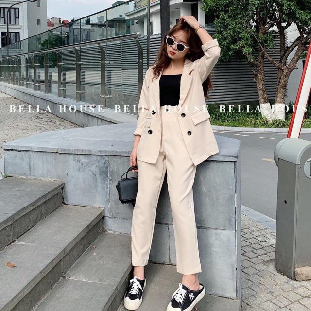 Áo blazer 4 khuy nắp túi và quần baggy