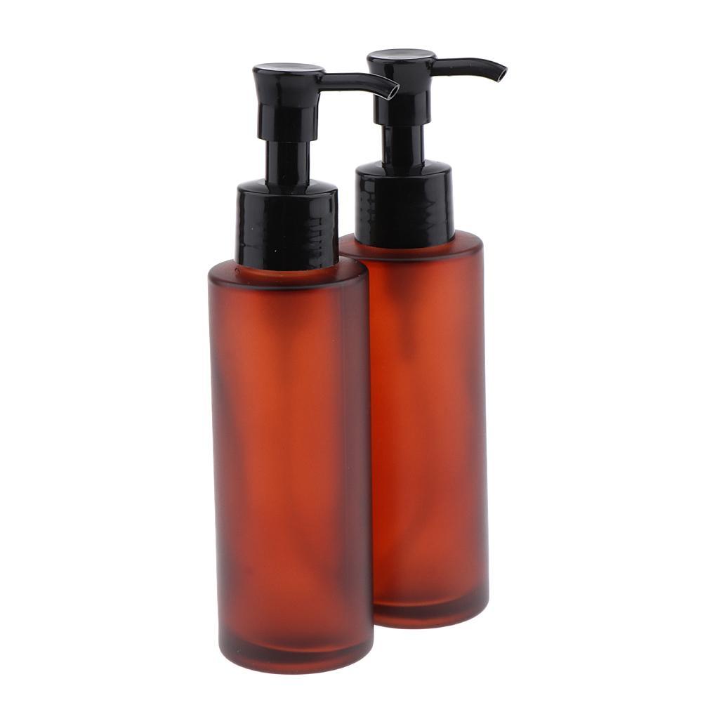 4X 2pcs Empty Spray Pump Bottle Refillable Cosmetic Lotions Bottle Glass 100ml