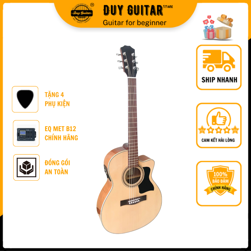 Đàn guitar acoustic có eq full solid hồng đào chất lượng DJ150XB12 Duy Guitar Store dòng đàn ghitar đệm hát dành cho biểu diễn party