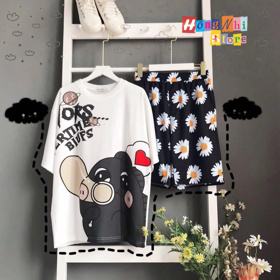 Quần Short Cartoon Unisex Hoa Cúc - Quần Đùi Hoạt Hình Siêu Cute - MM