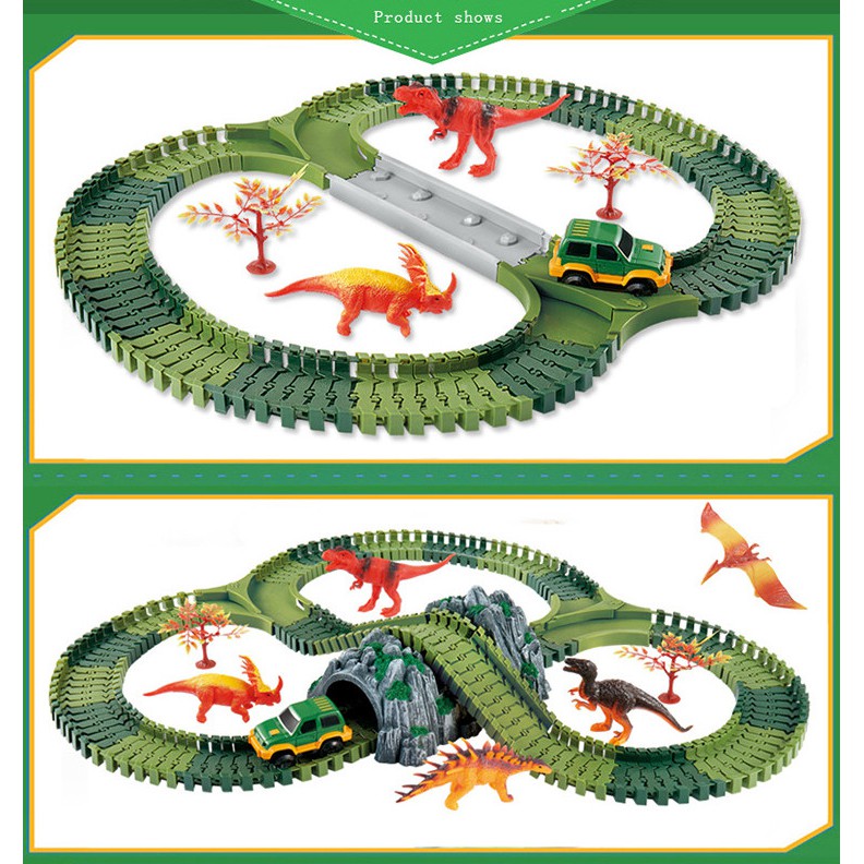 Đồ Chơi Xe Thám Hiểm Công Viên Khủng Long 144pcs TRACK TO DINOSAUR