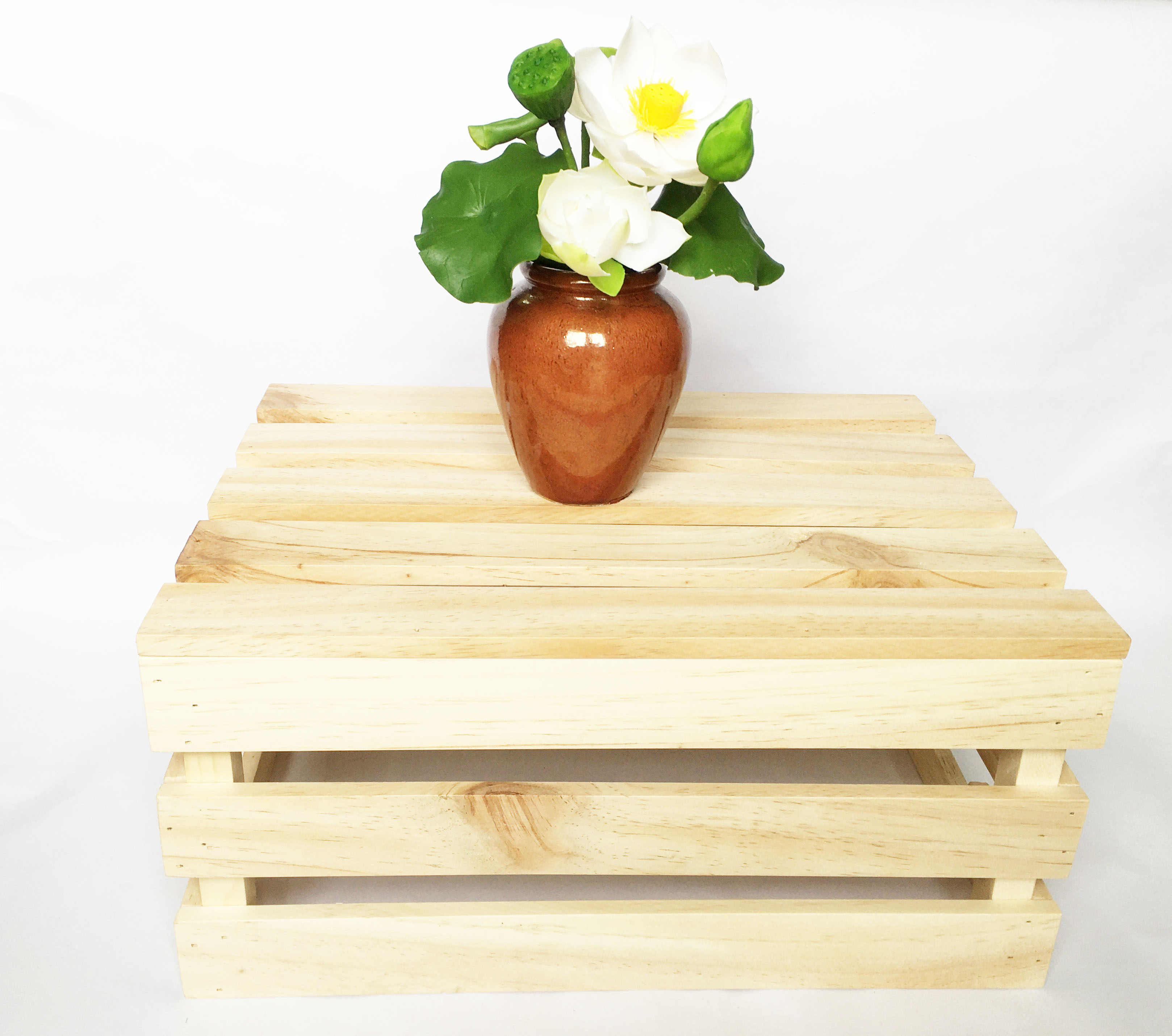 Combo 3 Thùng gỗ Pallet 3 size S-M-L  đựng đồ trang trí homestay- Kệ decor đa năng