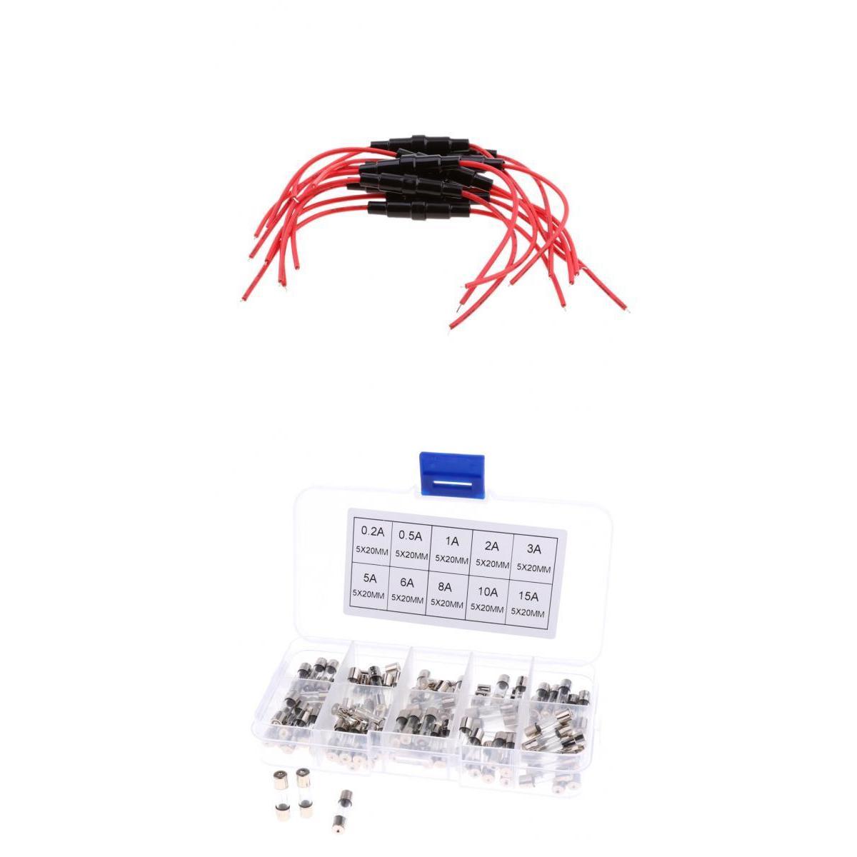 10x AGC Glass Holder Inline screw type 100Pcs Glass Tube Fuses Kit