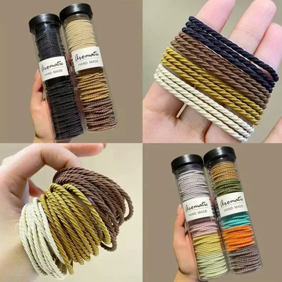 ( Set 2) Ống 100 dây buộc tóc màu trơn co giãn tốt, thun cột tóc không đau cho bé gái