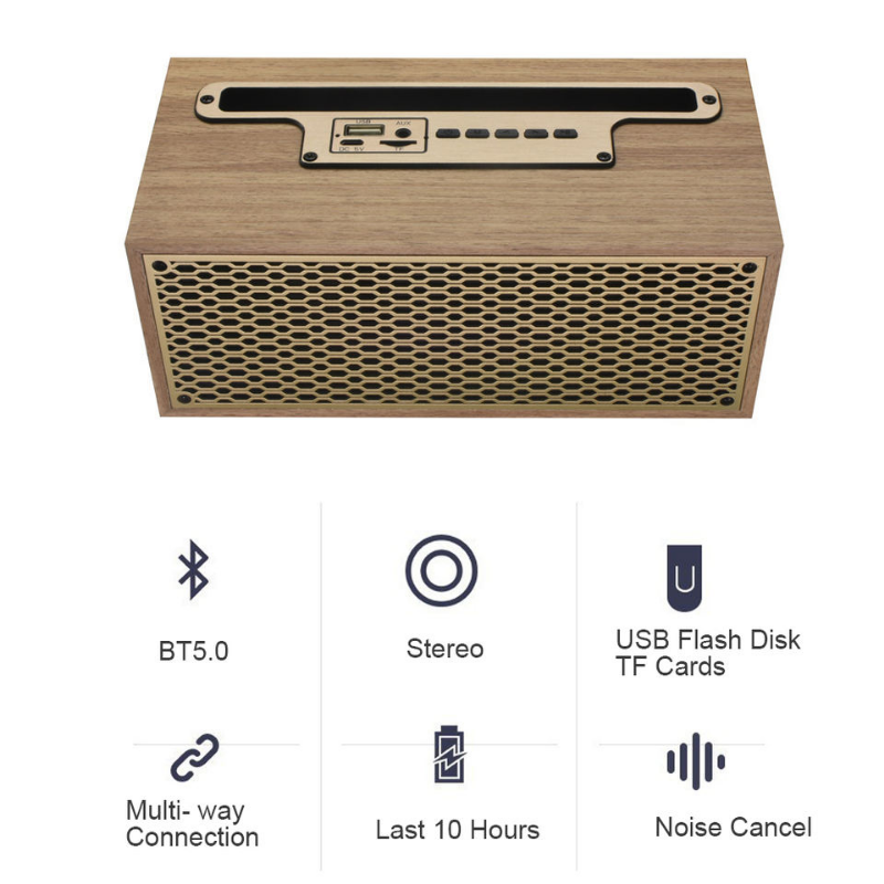 Người loa bluetooth hạt retro không dây cổ điển với điện thoại đứng ở nhà loa ngoài trời loa di động ngoài trời XM-5H màu: Brown