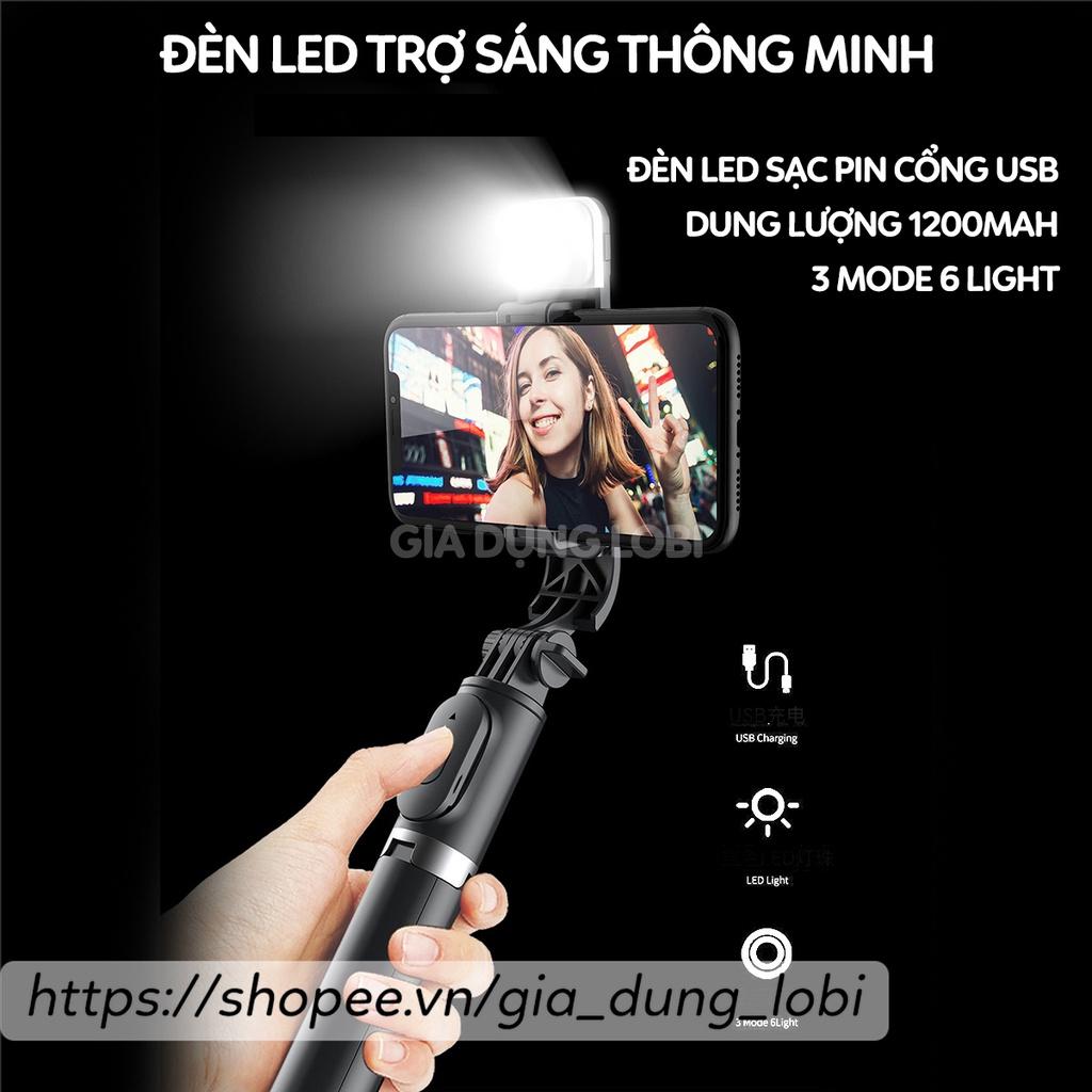 Gậy chụp ảnh 3 chân có đèn led trợ sáng Gậy tự sướng selfie chụp hình bluetooth điều khiển từ xa xoay nhiều góc độ