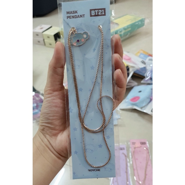 DÂY ĐEO KHẨU TRANG BT21 MASK PENDANT MÀU GOLD- HÀNG CHÍNH HÃNG