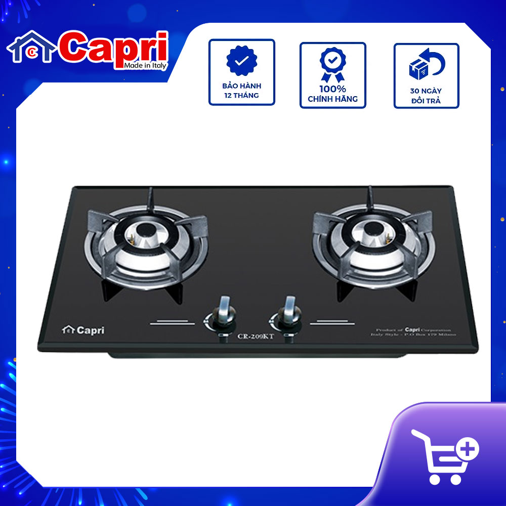 Bếp gas âm kính 2 lò Capri CR-209KT | Hàng chính hãng