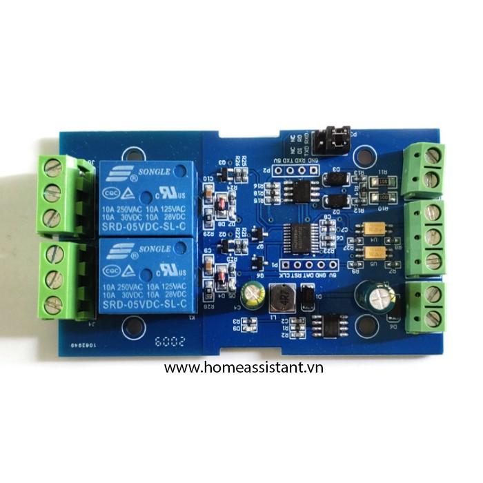 Bo Mạch Công Tắc 2 Cổng Điều Khiển Bằng TTL Modbus RS485 BMS2