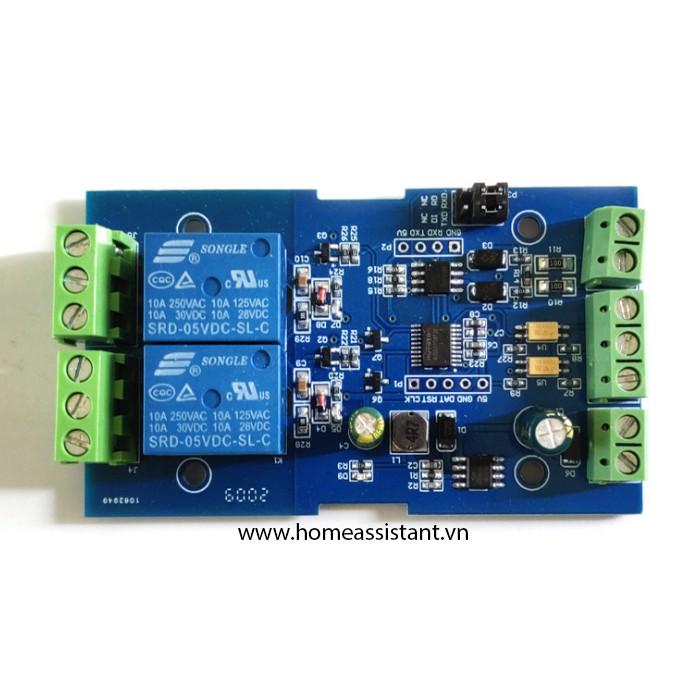 Bo Mạch Công Tắc 2 Cổng Điều Khiển Bằng TTL Modbus RS485 BMS2 (Hỗ trợ HomeAssistant)