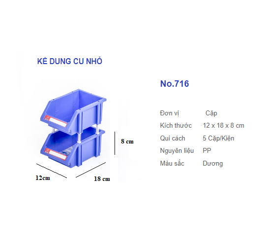 Combo 5 Cặp Kệ Dụng Cụ Nhỏ Duy Tân (12 x 18 x 8 cm) - Kệ Khay chuyên dụng đựng linh kiện điện tử, bu lông , ốc vít - Hibucenter