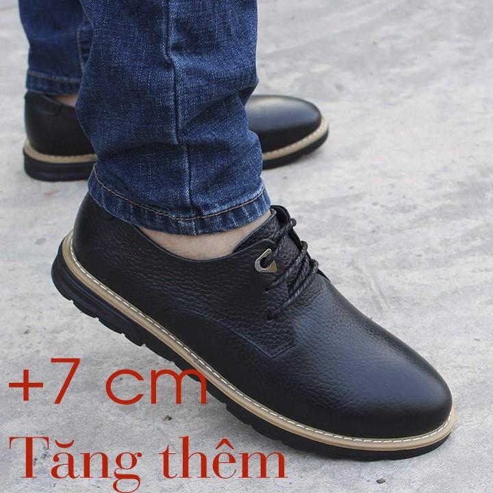Giày tây Tăng chiều cao da bò nam công sở - Giày công sở buộc dây tăng chiều cao.