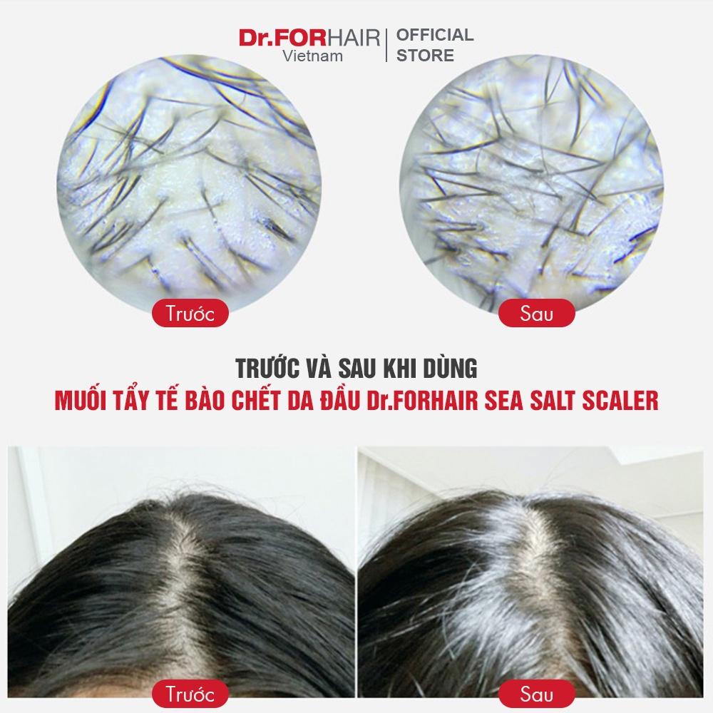 Bộ muối tẩy tế bào chết da đầu và dầu xả dưỡng tóc Dr.FORHAIR Folligen Scalp Pack 50ml và Sea Salt Scaler 50g