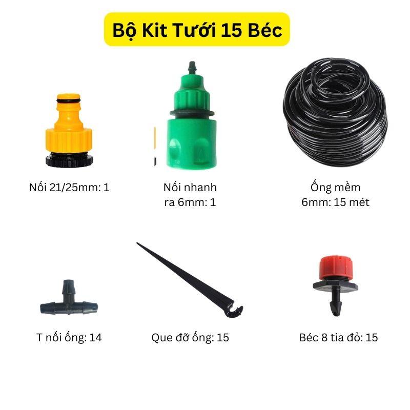Bộ Kit Tưới Nhỏ Giọt 8 Tia Đỏ 10/15/20 Béc Tưới Ban Công, Chậu Hoa, Vườn Nhỏ