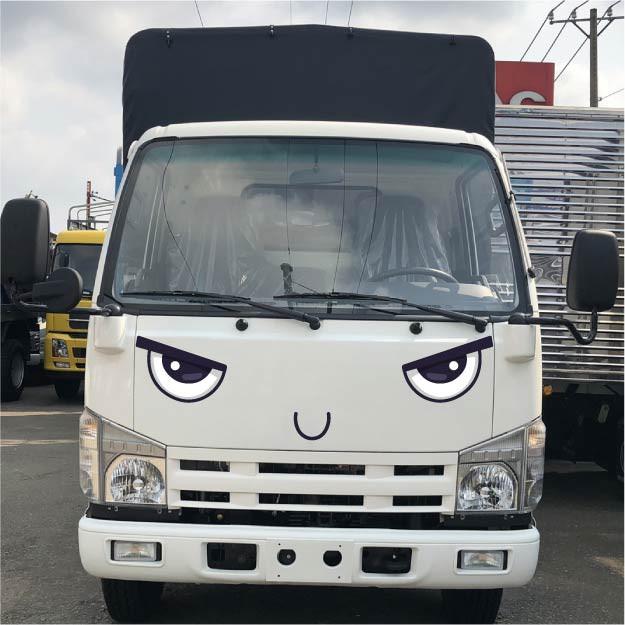 Tem dán đầu xe tải, tem đôi mắt trang trí xe tải Hino, xe Jac SM-01