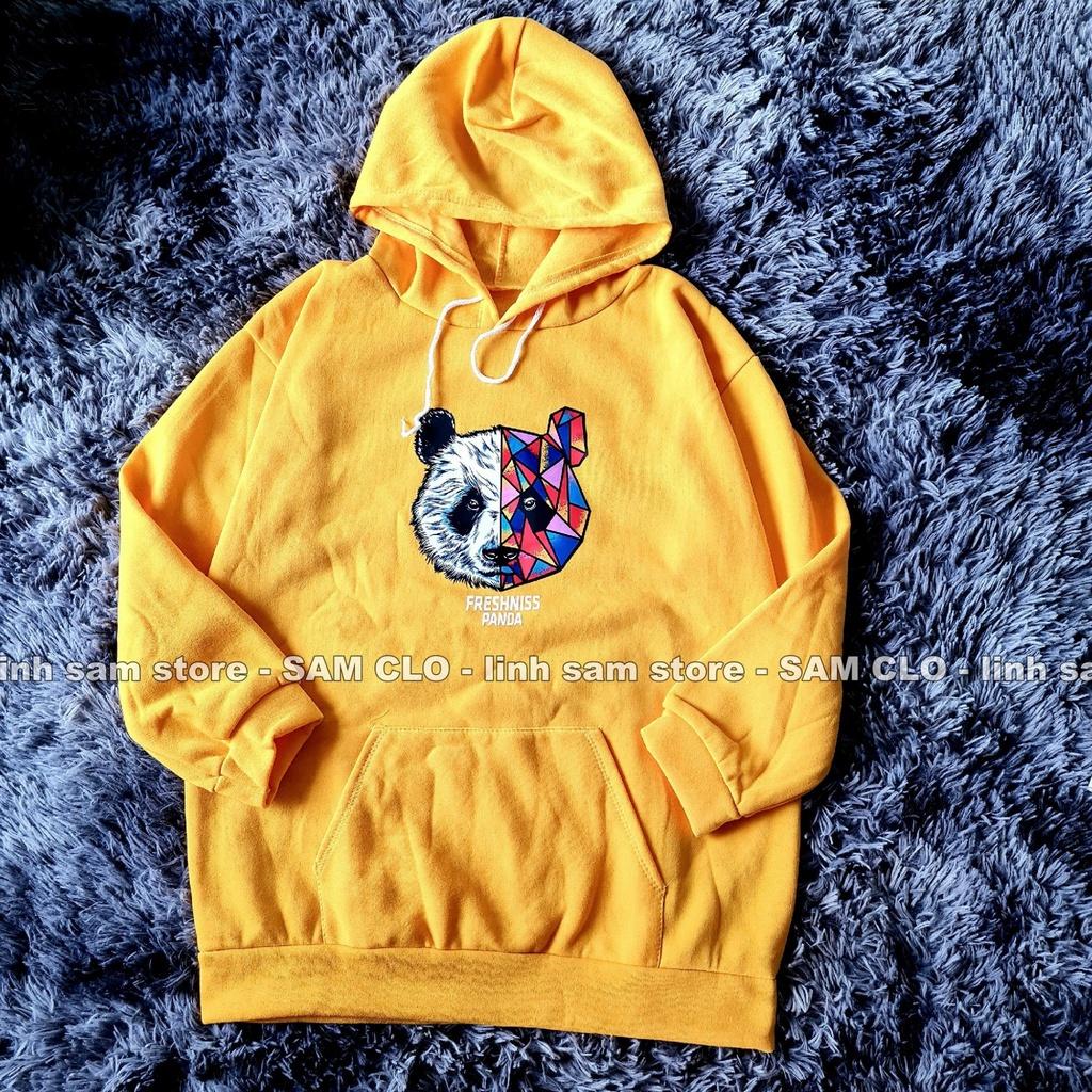 Áo khoác nỉ nữ SAM CLO hoodie chui có mũ NỈ 1 LỚP tay dài thu đông freesize dáng unisex in hình đầu gấu chữ PANDA