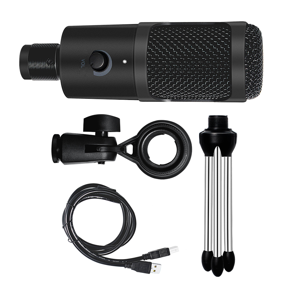 Micrô Ngưng Tụ USB Để Hát Karaoke Ghi Âm Phát Sóng Với TrIPod Plug And Play Cho Máy Tính Xách Tay