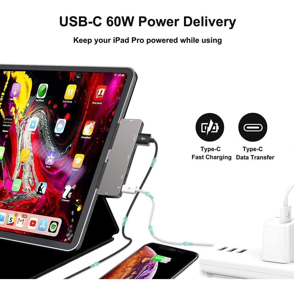 7 Trong 1 Bộ Chia Cổng USB Type C HUB Cho tablet táo Air 4 10,9 mini 6 Pro 11 12,9 2018 2020 2021 Cổng Tai Nghe 3.5mm