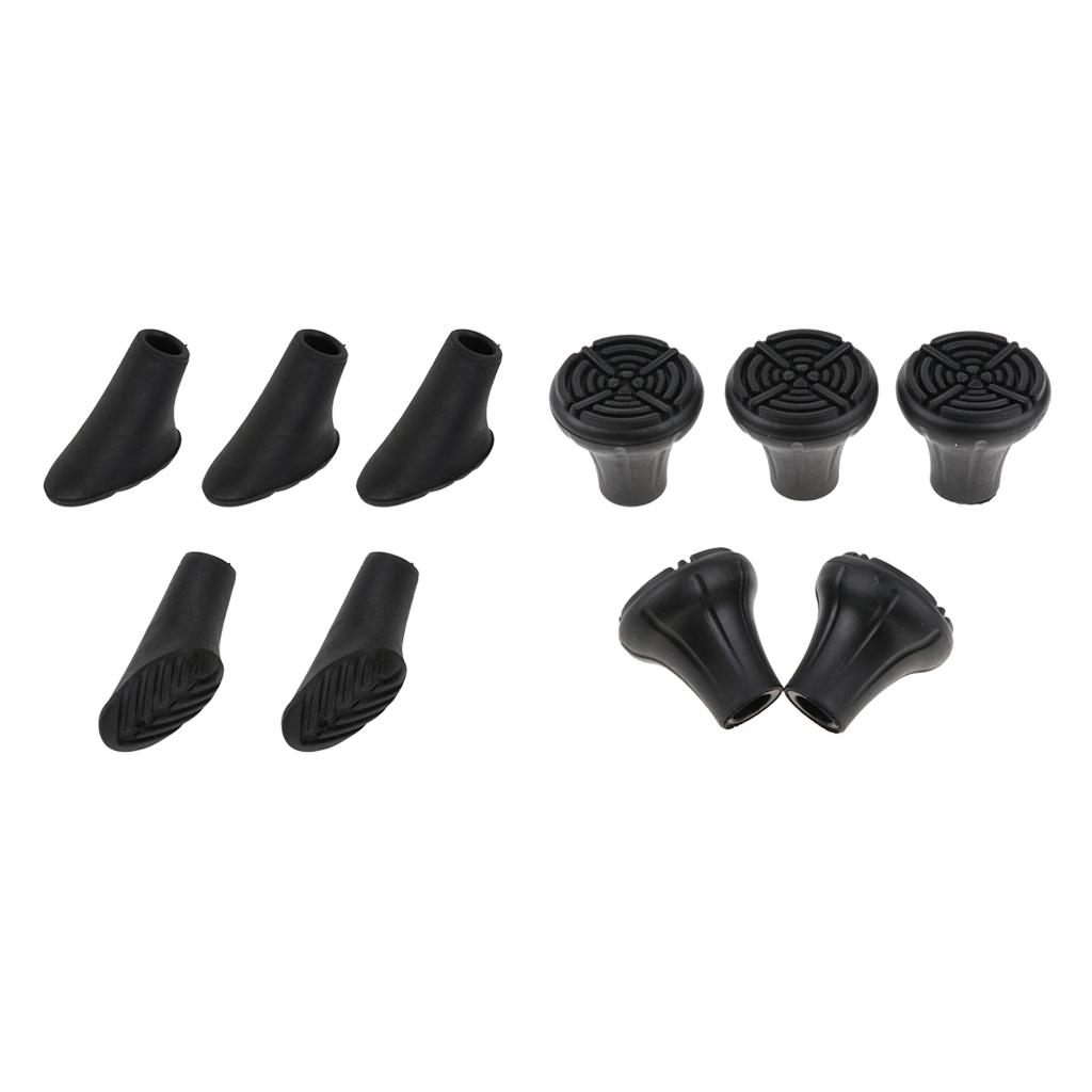 5pcs Replacement Rubber Tips Cover for Walking Stick Trekking Poles Round