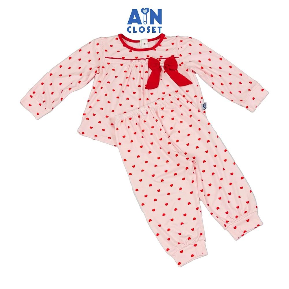 Bộ quần áo Dài bé gái họa tiết Tim Nhí Đỏ Thun lụa - AICDBG0M2WR0 - AIN Closet