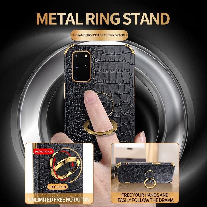 Ốp Lưng dành cho Galaxy S21 FE, S20 FE, S21, S21 Plus, S21 Ultra giả da thời trang kèm vòng nhẫn
