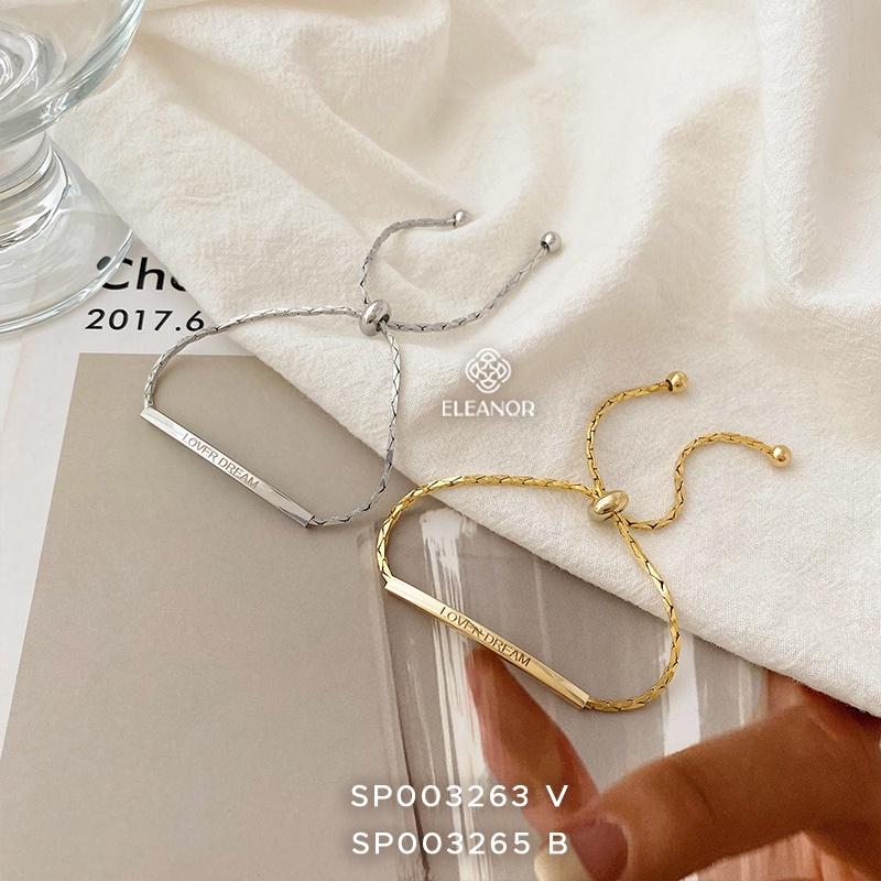 Lắc tay dây rút Eleanor Accessories vòng tay nữ gold bar khắc chữ Love Dream kiểu dáng đơn giản phụ kiện trang sức đẹp