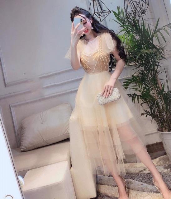 Đầm xoè phồng công chúa xếp tầng kết cườm SANG TRỌNG - Size S/M/L đến 58kgMM MM