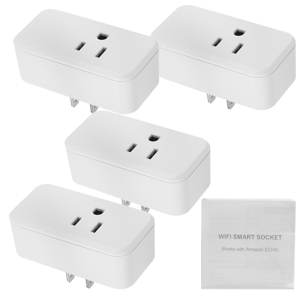 Mini WIFI Smart Socket Compact Size Rectangle Style with Bulgy On/Off Button Smart Alexa Outlet Support APP Remote Control Timing Function Voice Control for Amazon Alexa for Google Home/Nest IFTTT No Hub Required Smart Home Plug