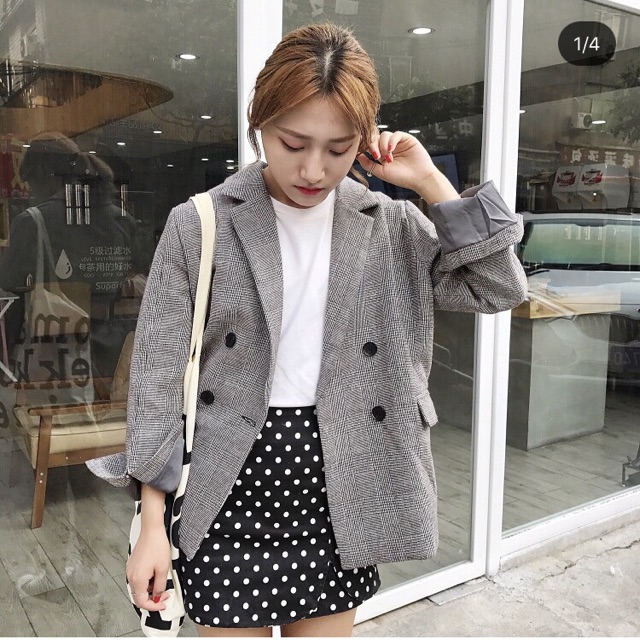 ÁO BLAZER KẺ ĐEN SANG TRỌNG