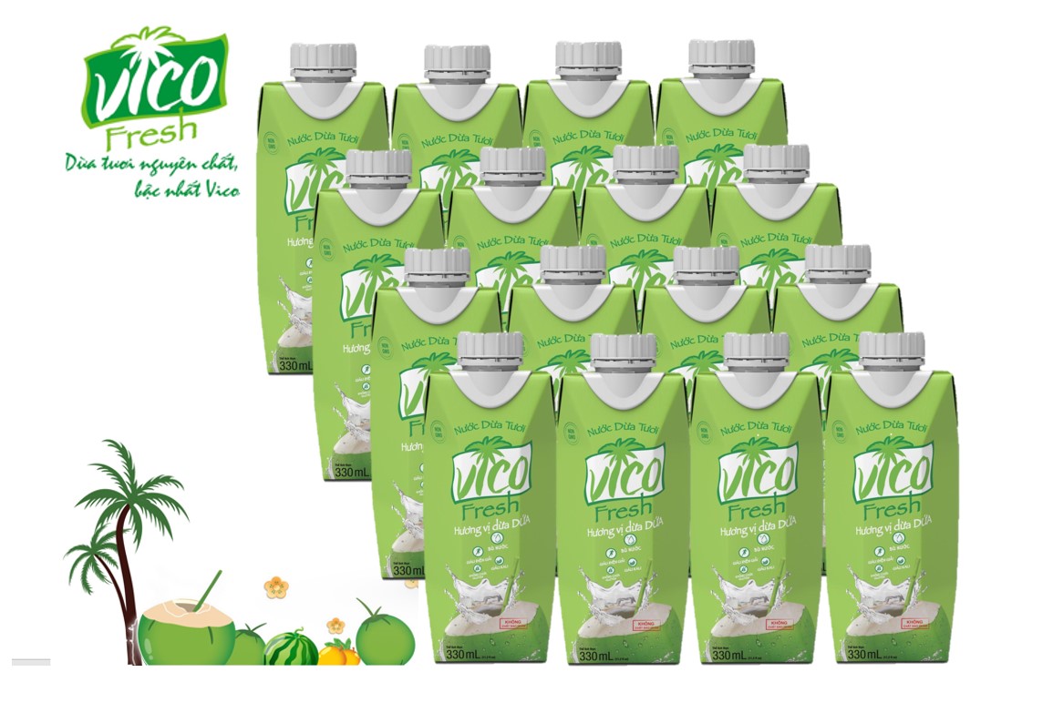Thùng 24 hộp Nước dừa dứa Vico Fresh (330ml / hộp)