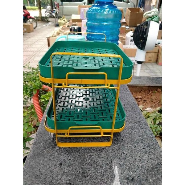 GIÁ KỆ LỖ 2 TẦNG ĐỂ CỐC CHÉN, LY, BÁT ĐA NĂNG DỄ LẮP ĐẶT VÀ DI CHUYỂN MỌI NƠI, TIẾT KIỆM DIỆN TÍCH NHÀ BẾP, CHẤT LIỆU KHAY NHỰA 2 LỚP RÁO NƯỚC, KHUNG KIM LOẠI MẠ VÀNG