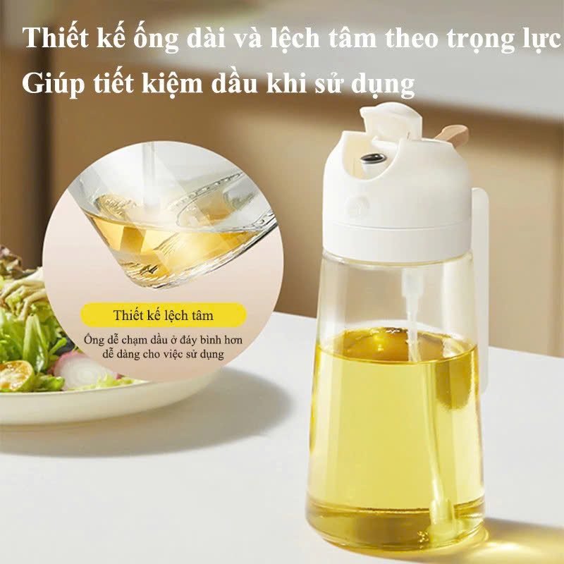 Bình Đựng Dầu Với Nắp Mở Tự Động Bình xịt dầu ăn 600ml siêu tiện ích 2in1 (có thể rót và xịt). hàng chính hãng - Giao Màu Ngẫu Nhiên - HŨ LỌ ĐỰNG GIA VỊ