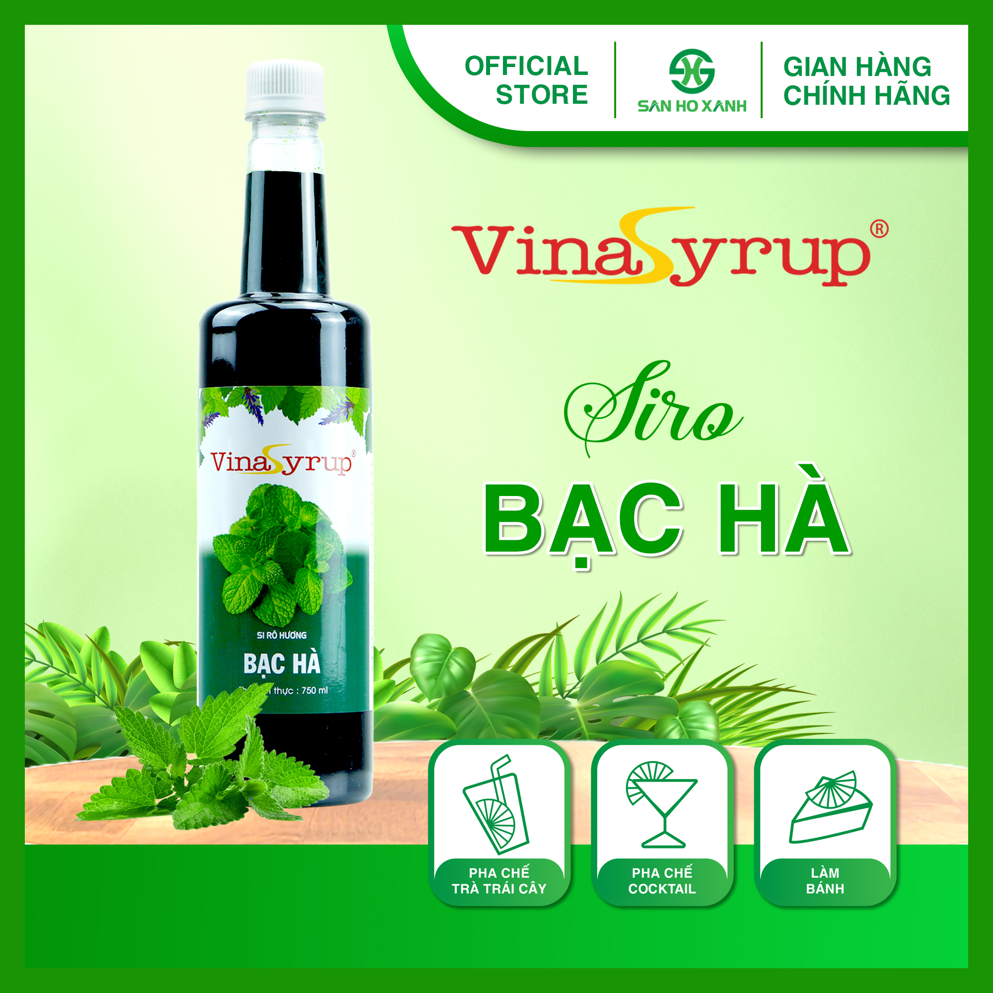 Si Rô Vinasyrup 750Ml - 21 Vị Trái Cây Tự Nhiên - Bạc Hà
