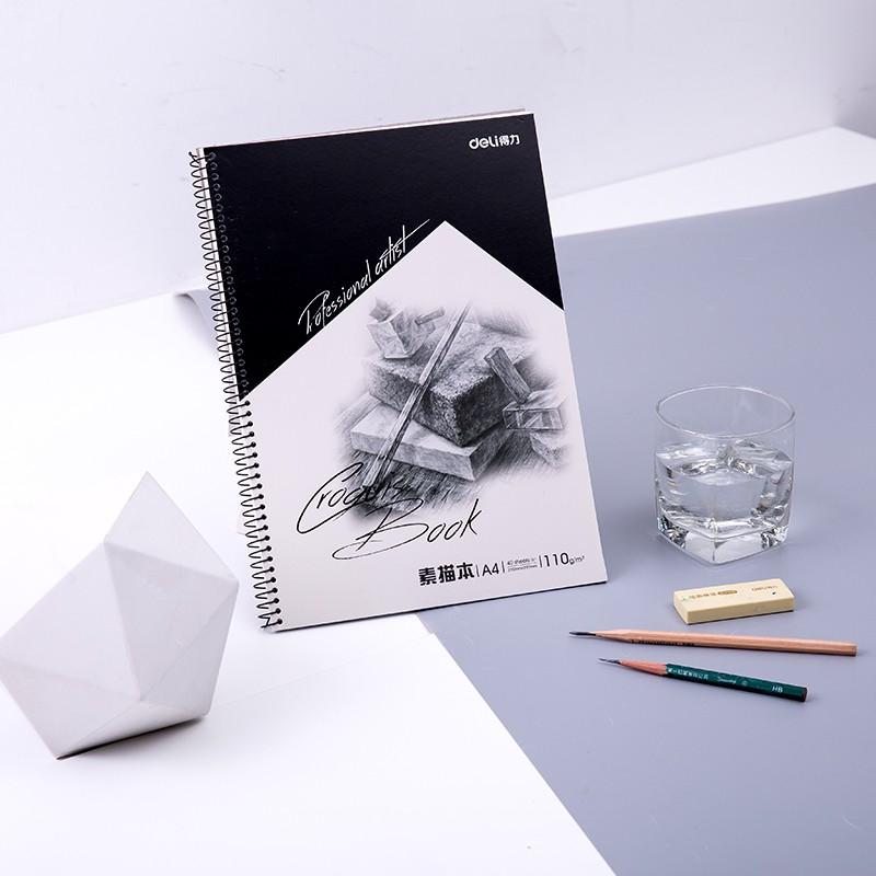 Sổ Phác Thảo Chì Lò Xo 110gsm A4 Sổ Vẽ Tranh Chì Sketchnote Deli - Hoạ Cụ Chuyên Nghiệp Phù Hợp Học Sinh Mĩ Thuật Thiết Kế Thời Trang - 7698