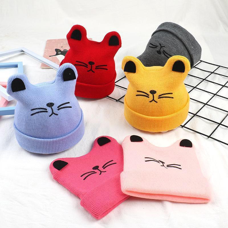 Mũ len cho bé, chất liệu len cao cấp giữ ấm đầu và tai cho bé yêu, nón len hình mèo milk đáng yêu, có nhiều màu để chọn