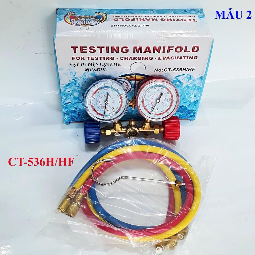 Đồng hồ đo gas đôi kèm dây nạp gas CT-536G , CT-536H,HF CT-536GF (chọn đúng loại khi đặt hàng)
